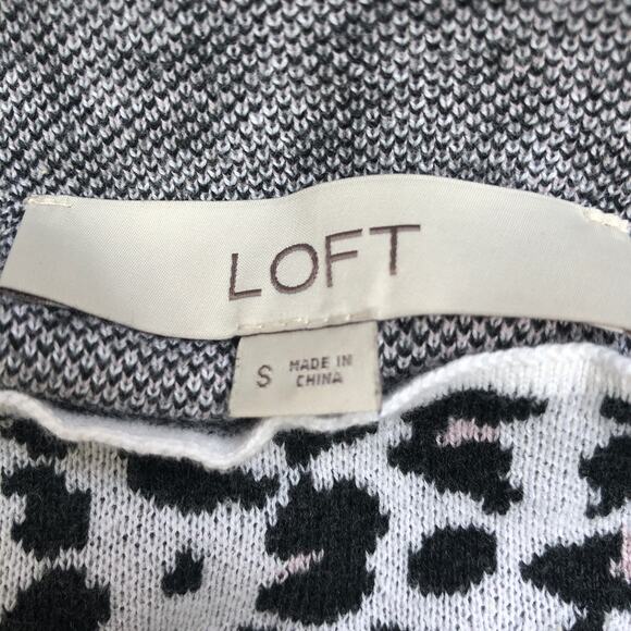 LOFT Cheetah Print White, Black, Pink Cozy Sweater - Picture 6 of 6